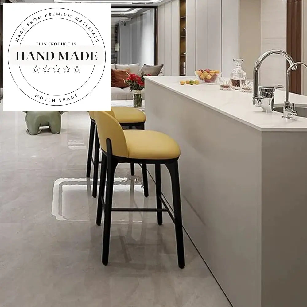 Modern Solid Wood Leather High Counter Bar Stool, Kitchen & Cafe