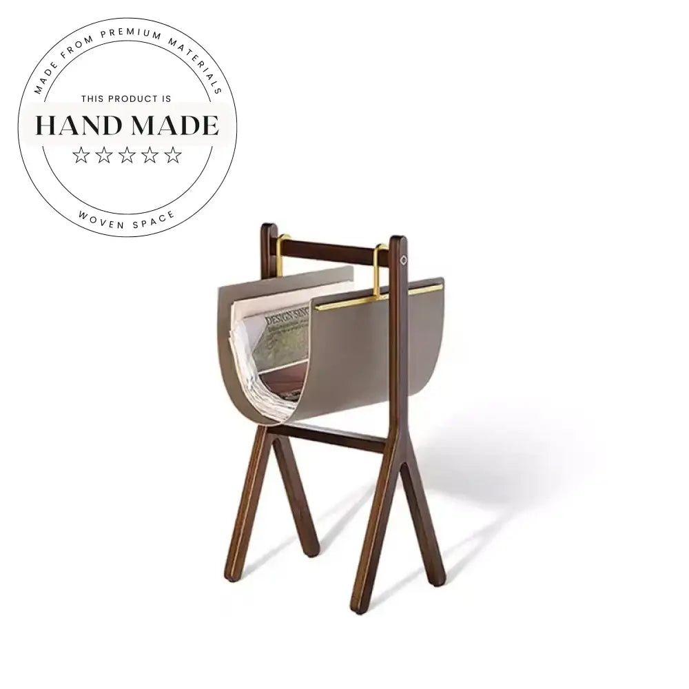 Modern Solid Wood Leather Magazine Rack Italian Nordic Bed Side Table