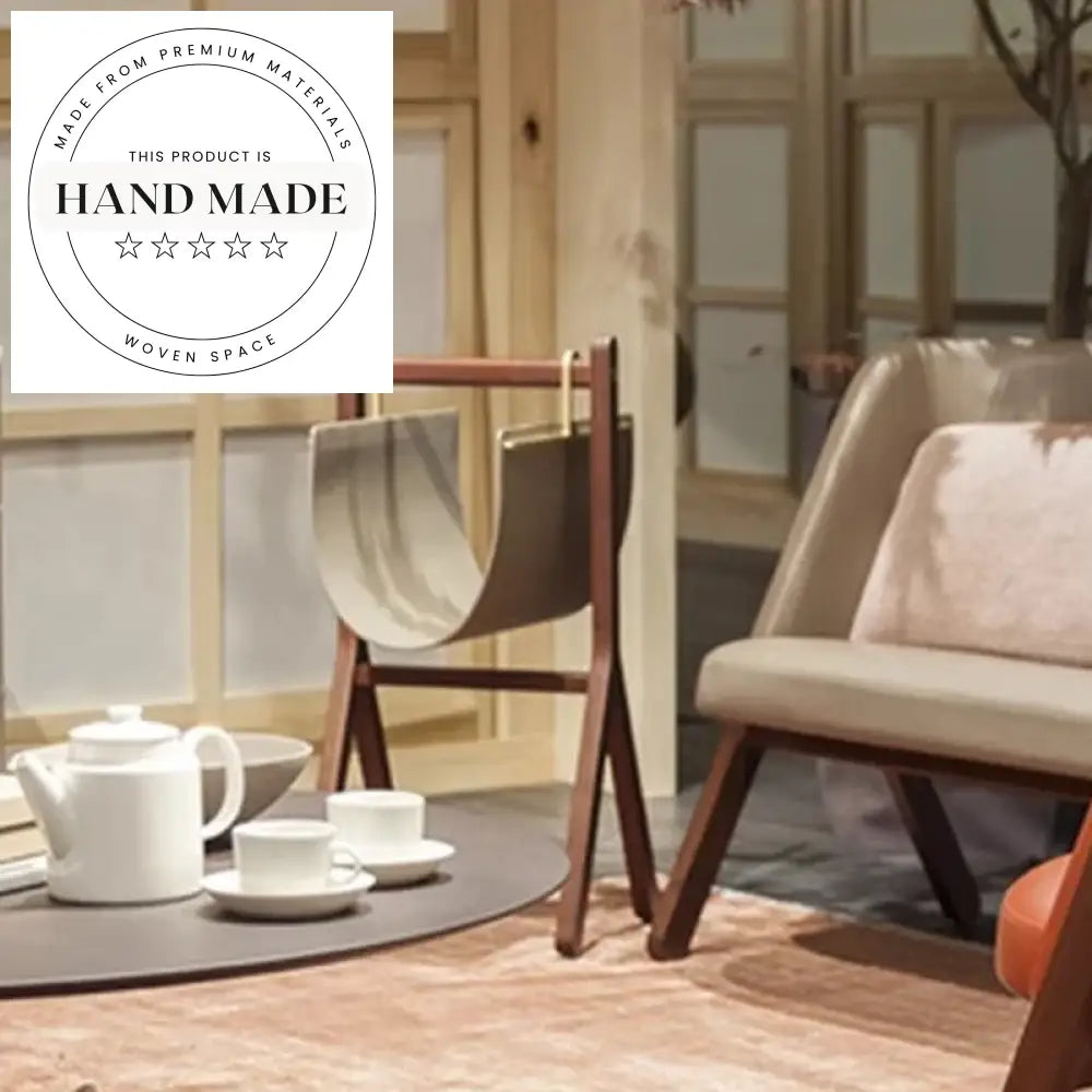 Modern Solid Wood Leather Magazine Rack Italian Nordic Bed Side Table