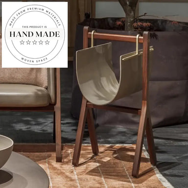 Modern Solid Wood Leather Magazine Rack Italian Nordic Bed Side Table