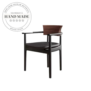 Modern Solid Wood Leather Upholstered Nordic Style Armrest Dining Chair