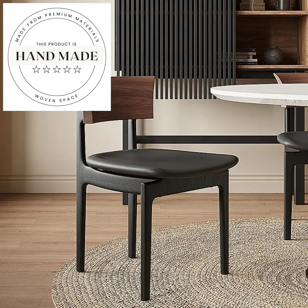 Modern Solid Wood Leather Upholstered Nordic Style Armrest Dining Chair