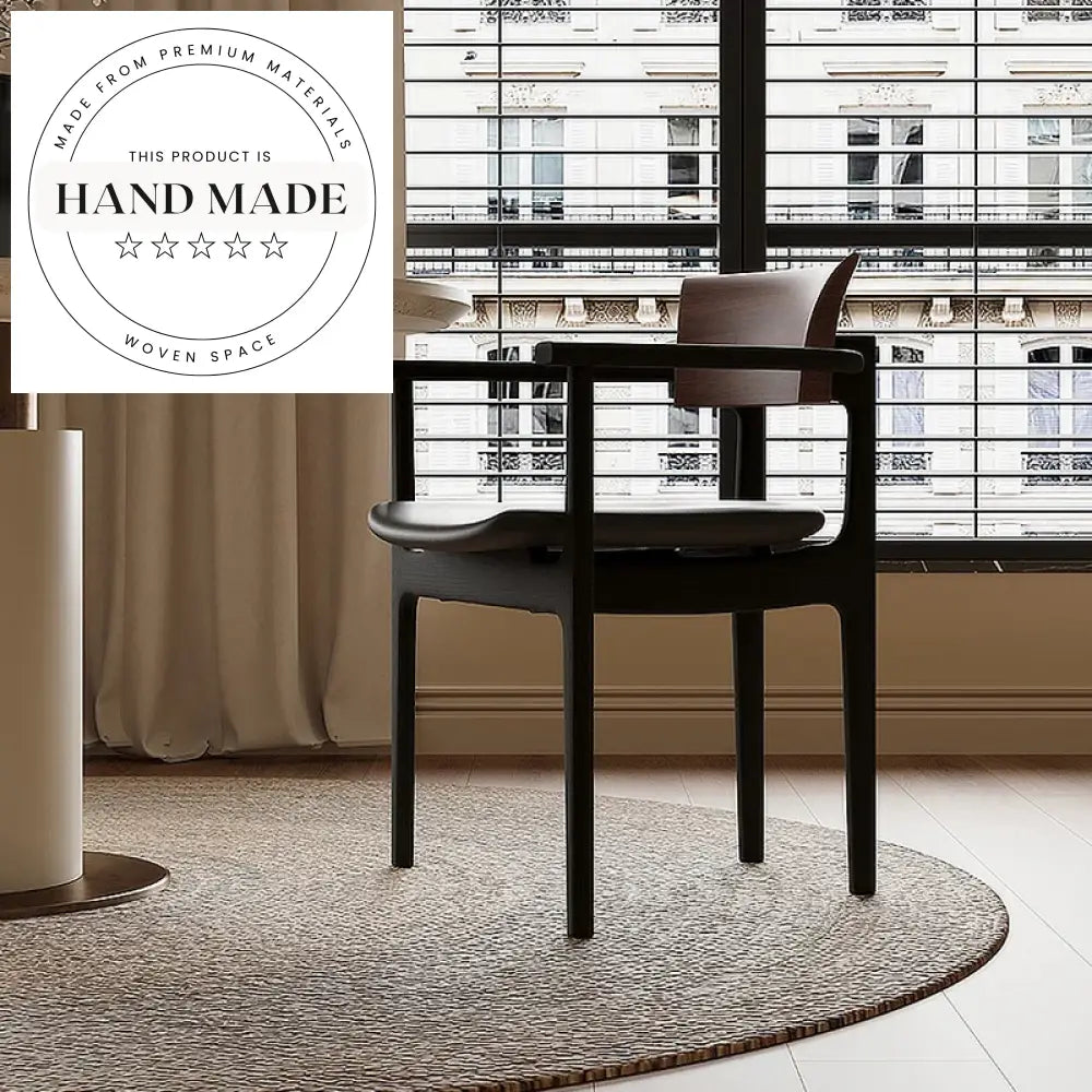 Modern Solid Wood Leather Upholstered Nordic Style Armrest Dining Chair