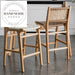 Modern Solid Wood Leather Woven Bar Height Counter Stool