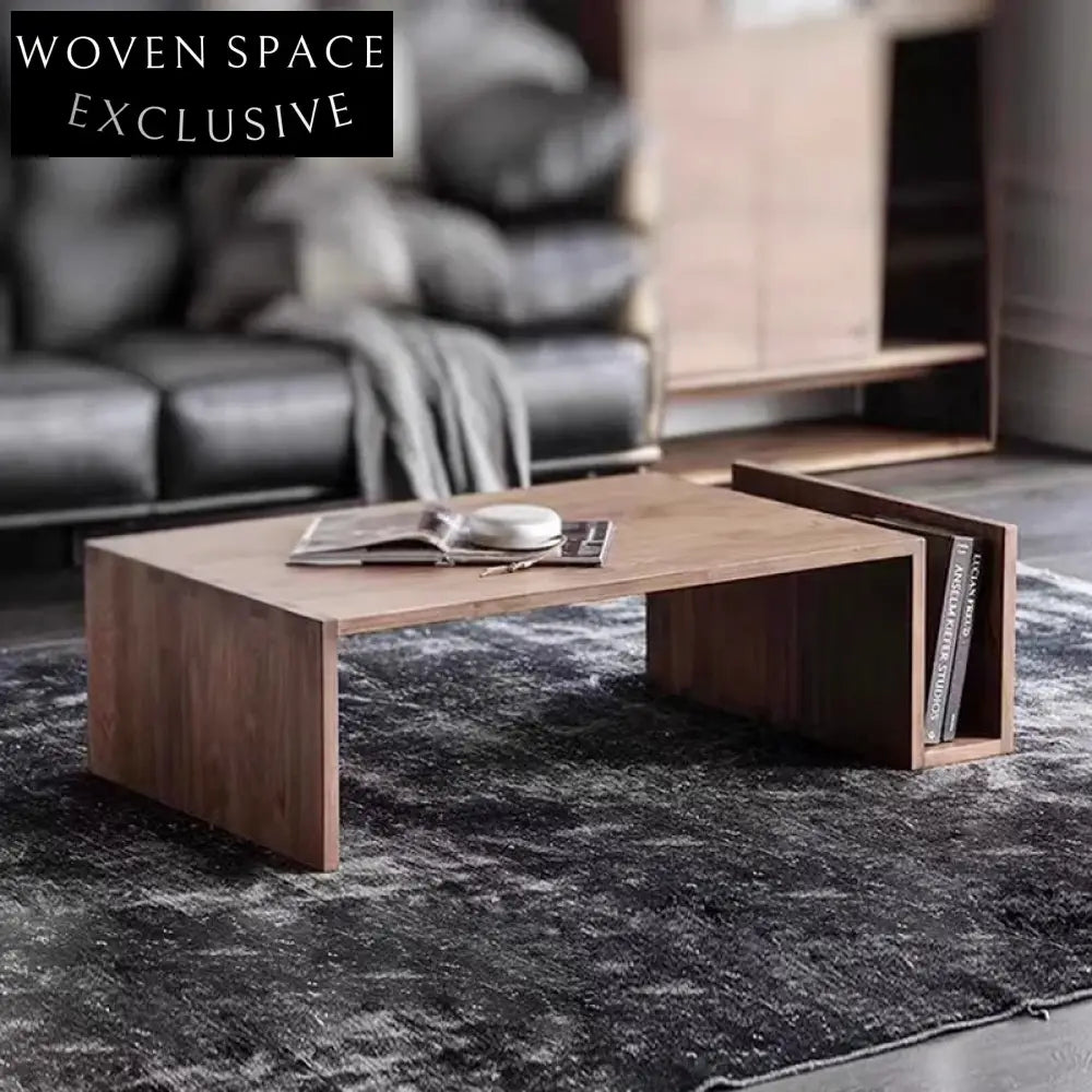 Modern Solid Wood Lift-Top Coffee Table with Storage, Irregular Shape