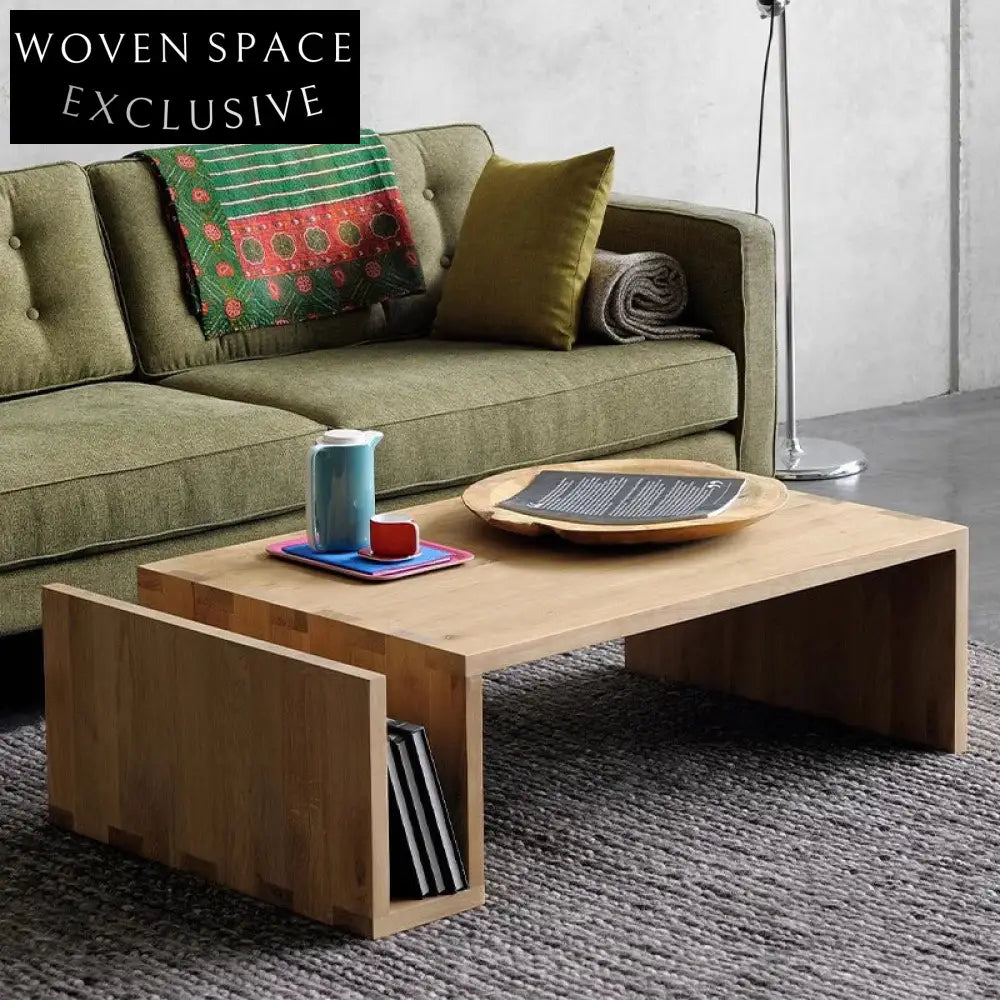 Modern Solid Wood Lift-Top Coffee Table with Storage, Irregular Shape