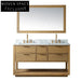 Modern Solid Wood Light Oak Bathroom Vanity with Marble Top and Drawers