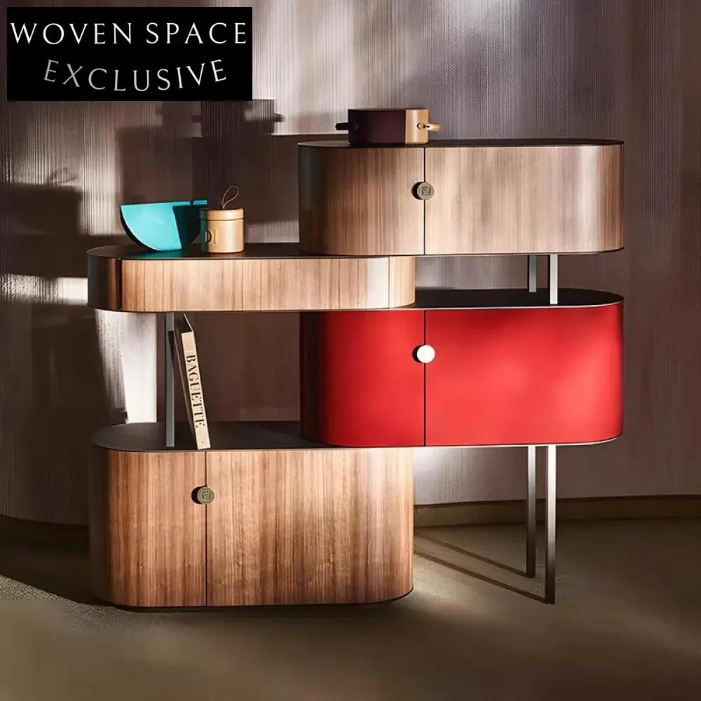 Modern Solid Wood Living Room Console, Metal Legs, Adjustable Storage, Long TV Stand