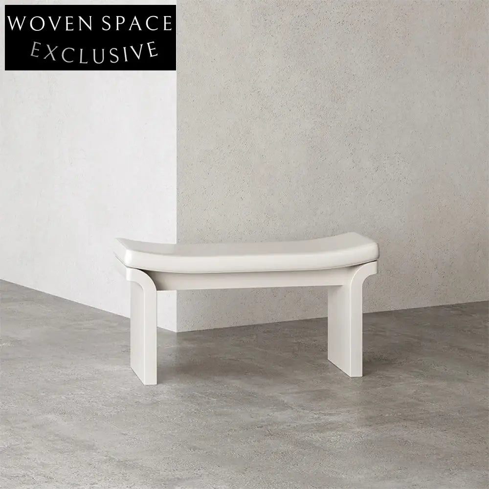 Modern Solid Wood Living Room Ottoman Bench - Small Wooden Upholstered Stool