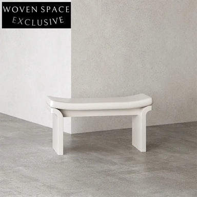 Modern Solid Wood Living Room Ottoman Bench - Small Wooden Upholstered Stool