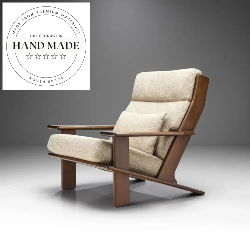 Modern Solid Wood Lounge Chair, Linen Fabric Single Armchair