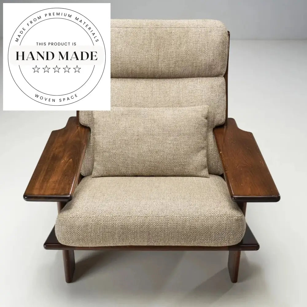 Modern Solid Wood Lounge Chair, Linen Fabric Single Armchair