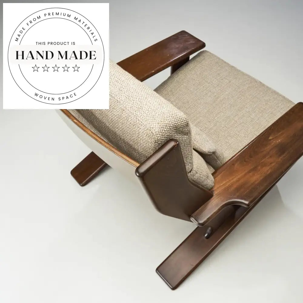 Modern Solid Wood Lounge Chair, Linen Fabric Single Armchair