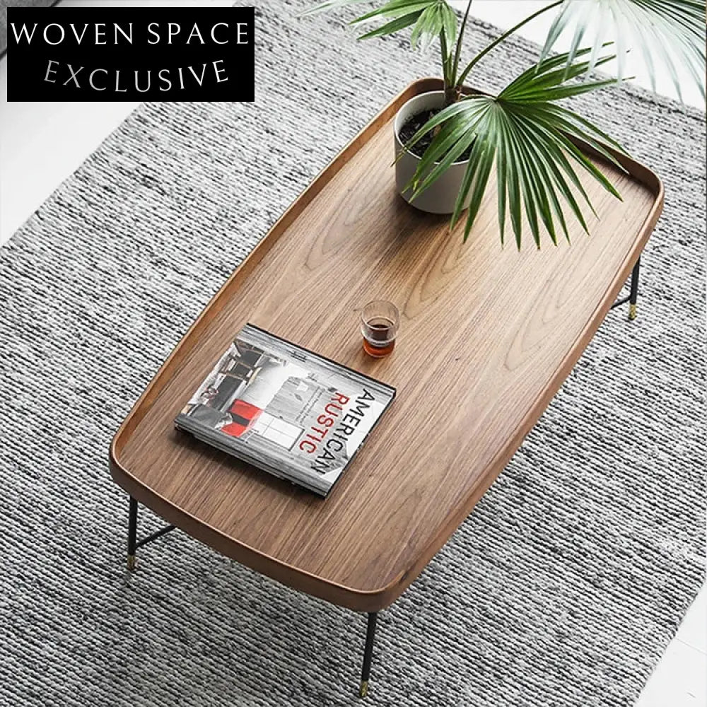 Modern Solid Wood & Metal Living Room Center Coffee Table Set