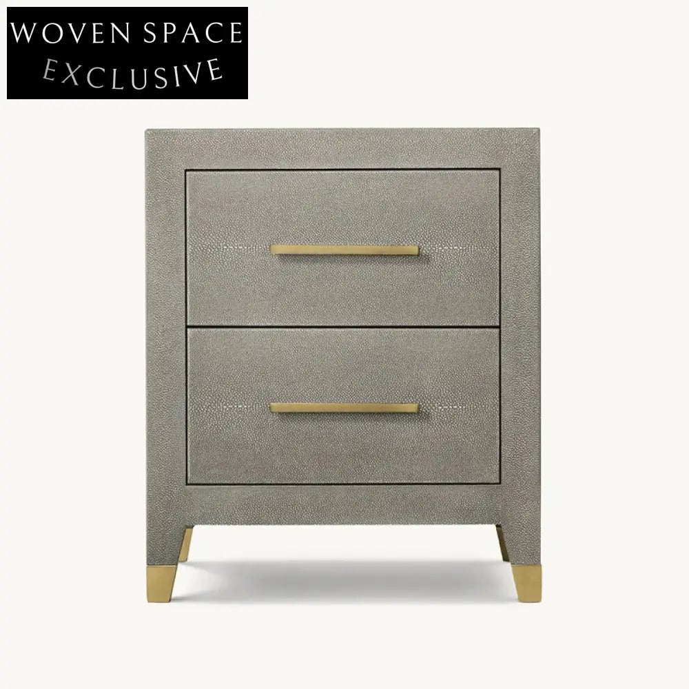 Modern Solid Wood Nightstand Cabinet with Two Drawers for Bedroom Storage