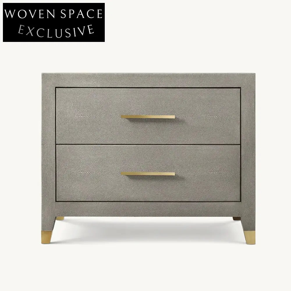 Modern Solid Wood Nightstand Cabinet with Two Drawers for Bedroom Storage