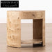Modern Solid Wood Nightstand with Burl Wood Veneer Drawer Bedroom Side Table