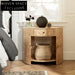 Modern Solid Wood Nightstand with Burl Wood Veneer Drawer Bedroom Side Table