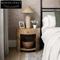 Modern Solid Wood Nightstand with Burl Wood Veneer Drawer Bedroom Side Table