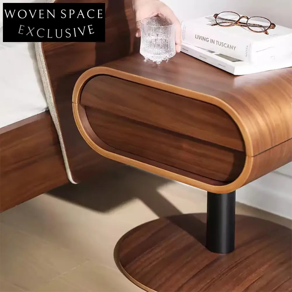 Modern Solid Wood Nightstand with Drawer - Elegant Bedroom Bedside Table