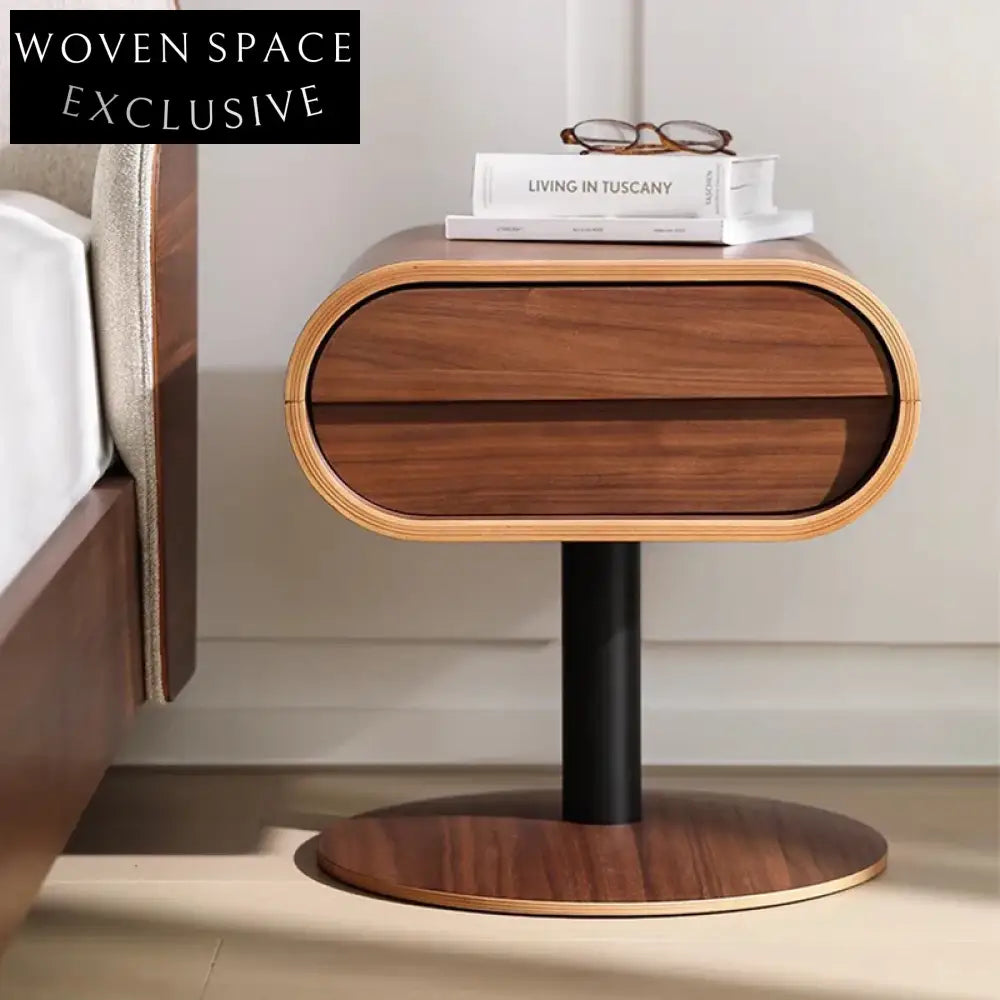 Modern Solid Wood Nightstand with Drawer, Elegant Bedside Table for Bedroom