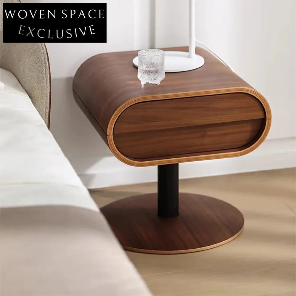Modern Solid Wood Nightstand with Drawer, Elegant Bedside Table for Bedroom