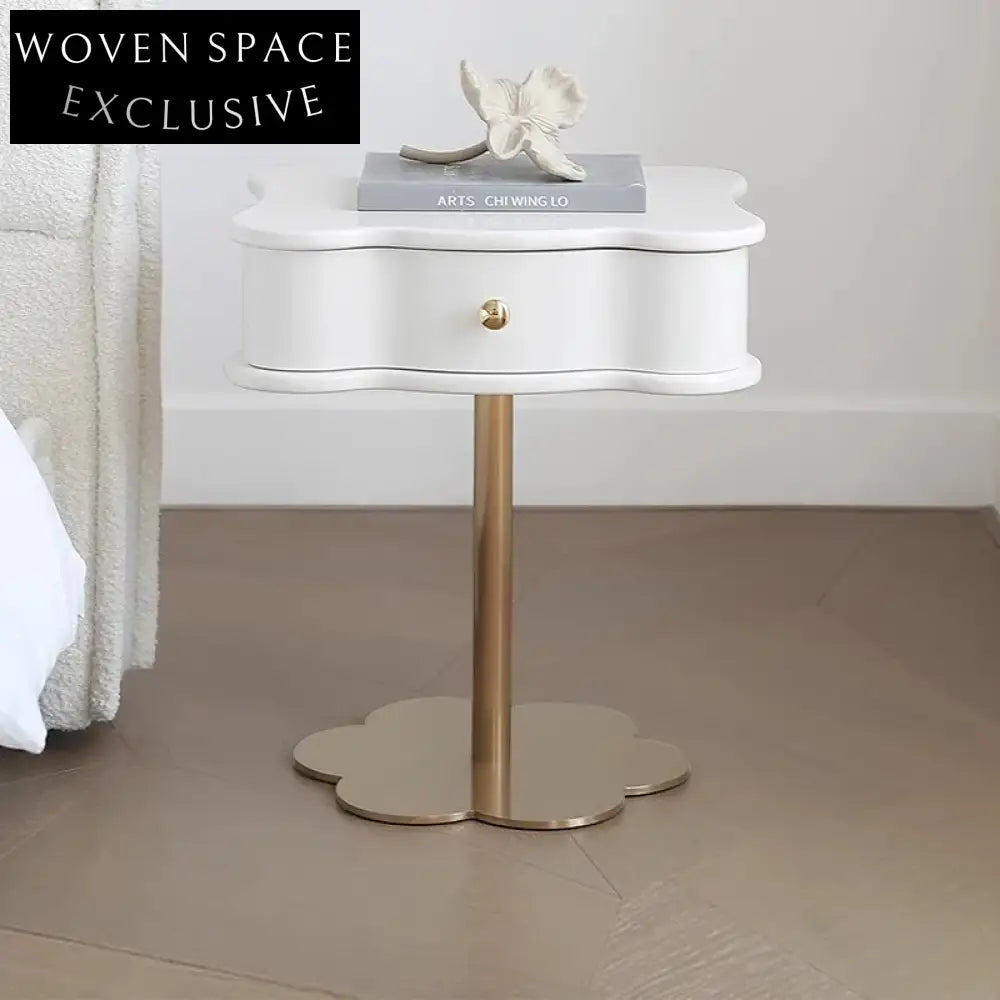 Modern Solid Wood Nightstand with Two Drawers, Metal Legs, Bedroom End Table