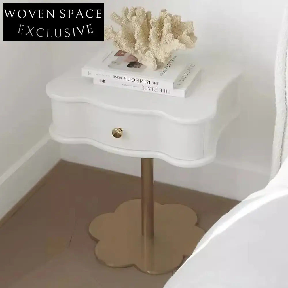 Modern Solid Wood Nightstand with Two Drawers, Metal Legs, Bedroom End Table