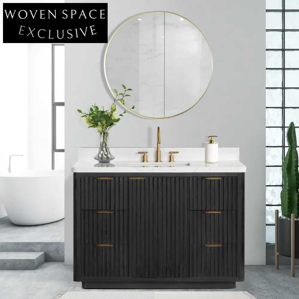 Modern Solid Wood Plywood Bathroom Vanity Cabinet Set with Soft-Close Drawers