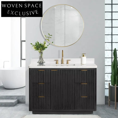 Modern Solid Wood Plywood Bathroom Vanity Cabinet Set with Soft-Close Drawers