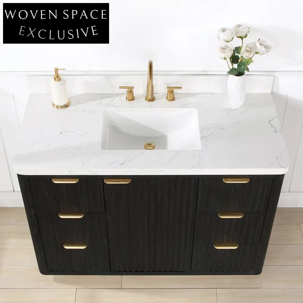 Modern Solid Wood Plywood Bathroom Vanity Cabinet Set with Soft-Close Drawers