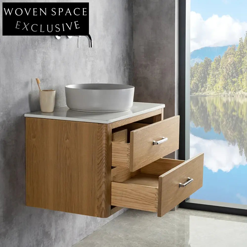 Modern Solid Wood Plywood Soft-Close Bathroom Storage Vanity Cabinet