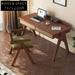 Modern Solid Wood Rattan 2-Drawer Dressing Table Home Office Study Desk