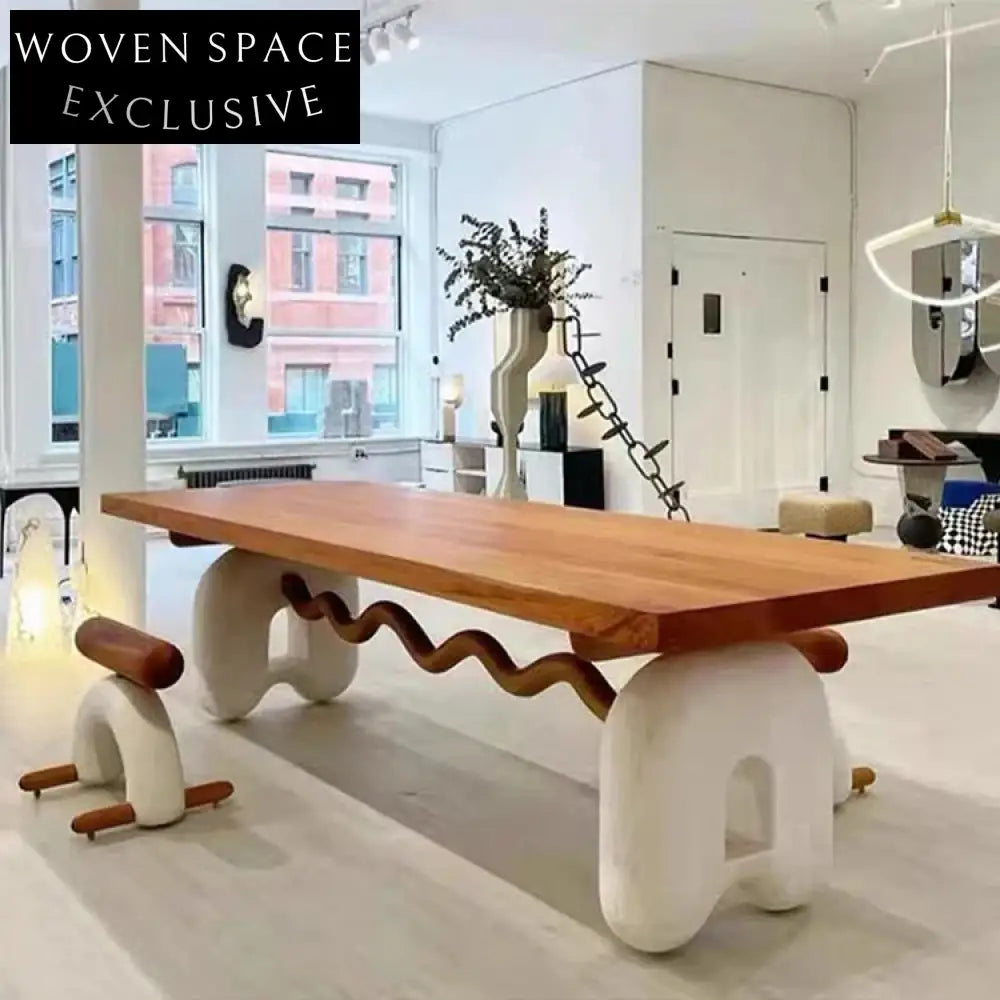 Modern Solid Wood Rectangle Dining Table for Six People