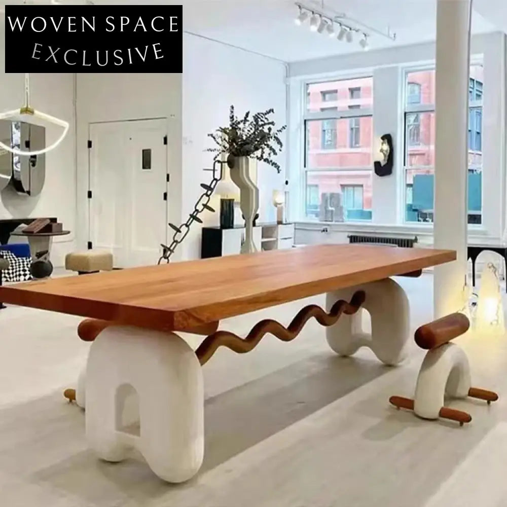 Modern Solid Wood Rectangle Dining Table for Six People