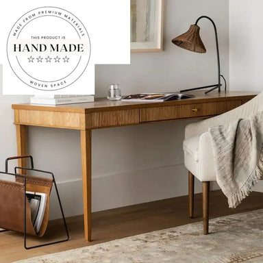 Modern Solid Wood Rectangular Groove Design Home Office Storage Desk