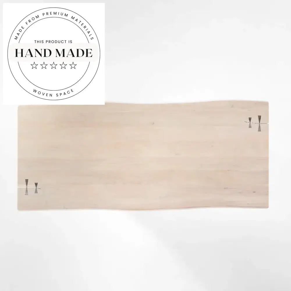 Modern Solid Wood Rectangular Stainless Steel Frame 6 Seater Dining Table