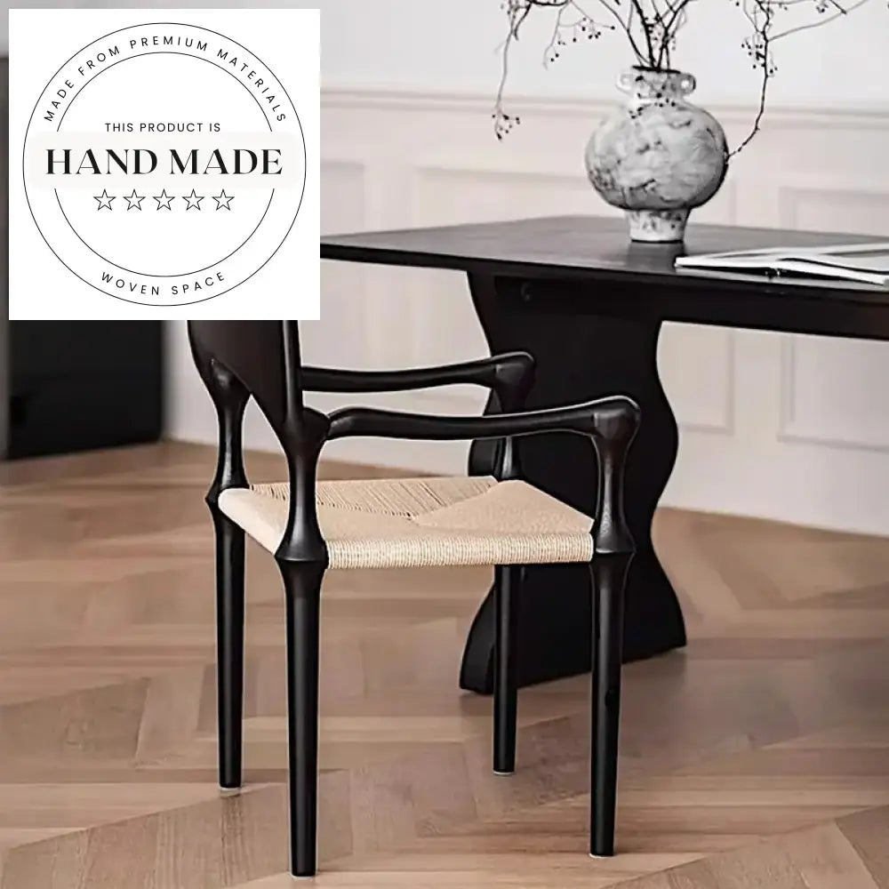 Modern Solid Wood Retro Rattan Back Designer Leisure Dining Chair