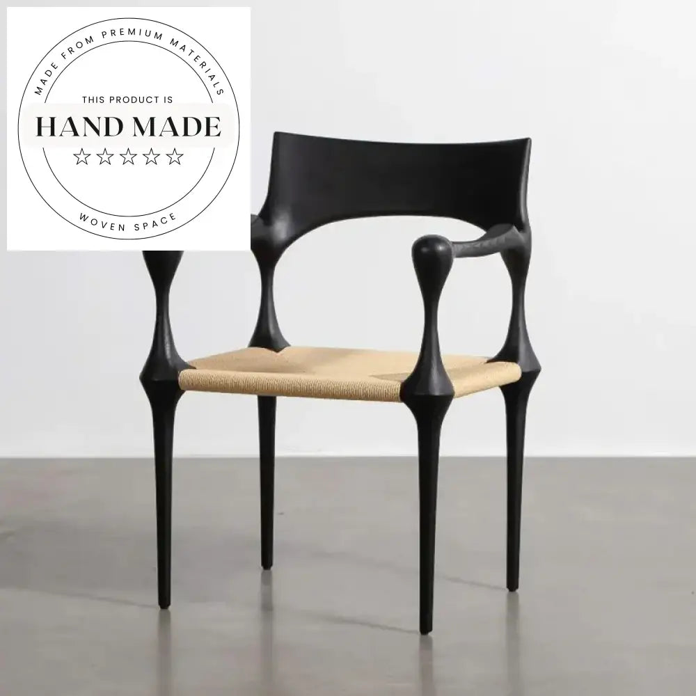 Modern Solid Wood Retro Rattan Back Designer Leisure Dining Chair