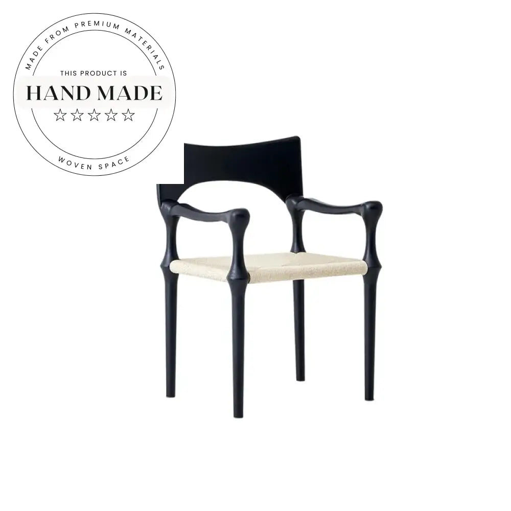 Modern Solid Wood Retro Rattan Back Designer Leisure Dining Chair