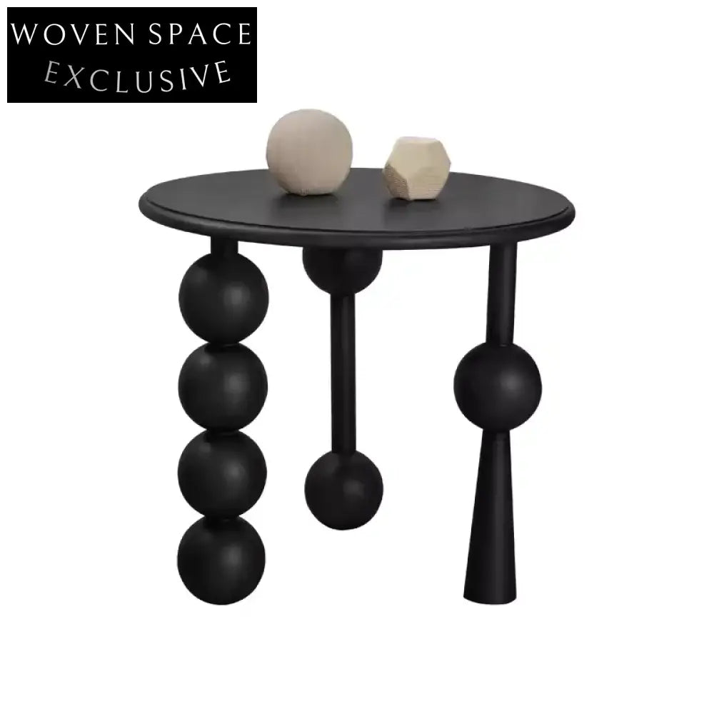 Modern Solid Wood Round Coffee Table for Living Room, Black or Walnut