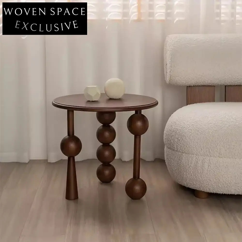 Modern Solid Wood Round Coffee Table for Living Room, Black or Walnut