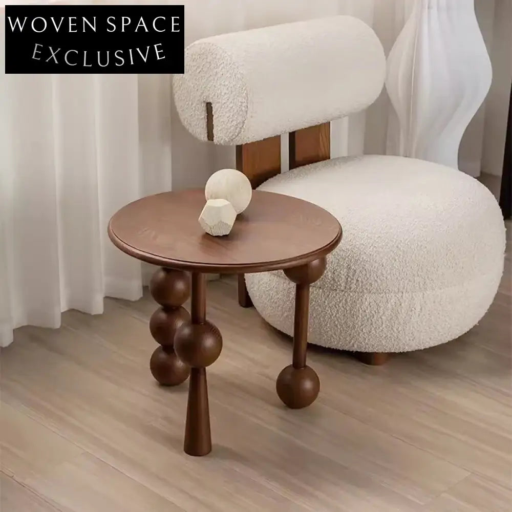 Modern Solid Wood Round Coffee Table for Living Room, Black or Walnut