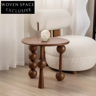 Modern Solid Wood Round Coffee Table for Living Room, Black or Walnut