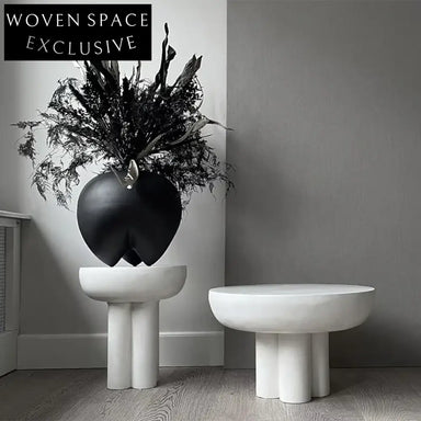 Modern Solid Wood Round Coffee Table Set with Elegant Cylinder Legs