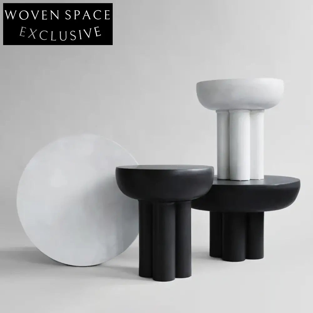 Modern Solid Wood Round Coffee Table Set with Elegant Cylinder Legs