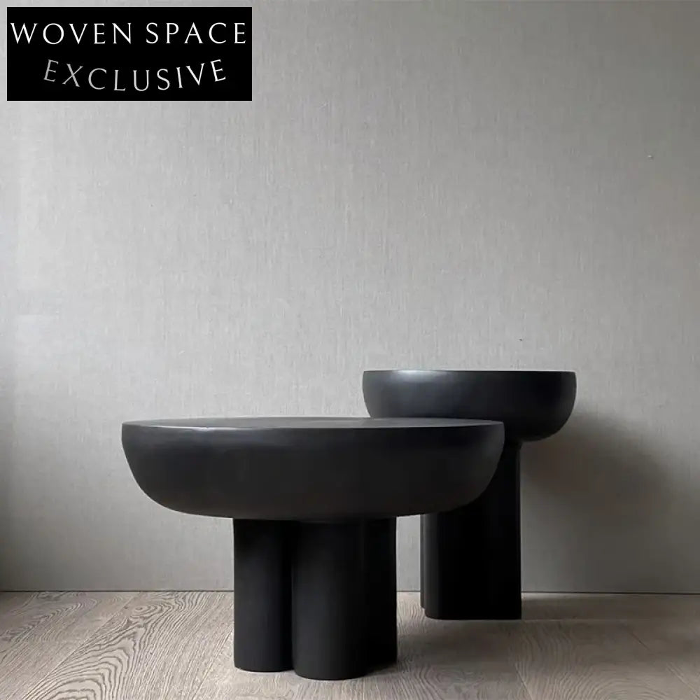 Modern Solid Wood Round Coffee Table Set with Elegant Cylinder Legs