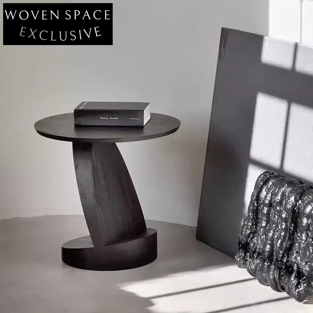 Modern Solid Wood Round Corner Tea Table for Living Room Cafe Decor