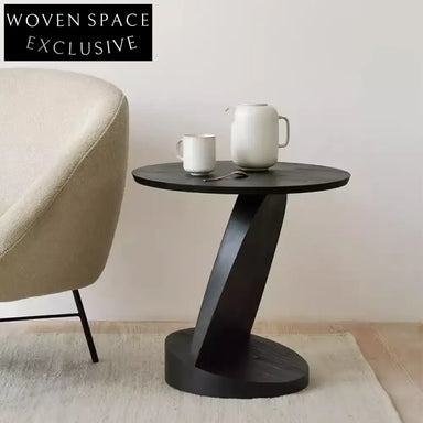 Modern Solid Wood Round Corner Tea Table for Living Room Cafe Decor