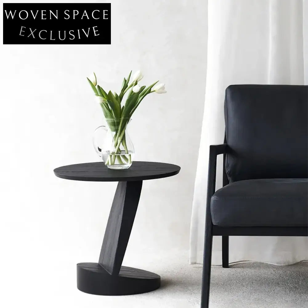 Modern Solid Wood Round Corner Tea Table for Living Room Cafe Decor